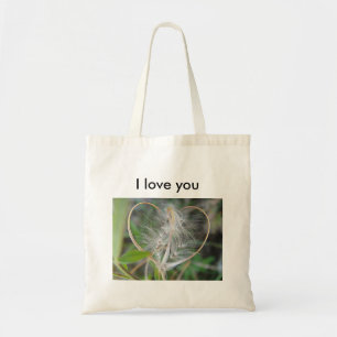 Tote Tasche hellbeige Pflanze Herz, Text: "Ich Lie