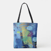 Tote Tasche im blauen Design der Unterwasserhöhle (Rückseite)
