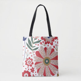 Tote Tasche, lebhafte Reds, inspirierte Natur Tasche