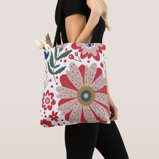 Tote Tasche, lebhafte Reds, inspirierte Natur Tasche (Von Nahem)