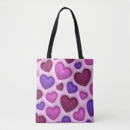 Tote Tasche mit 3D-Glossy Hearts