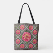 Tote Tasche mit auffallend rosa Zinnias (Rückseite)