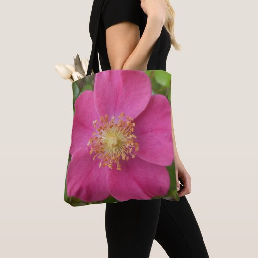 Tote Tasche mit Bild der hellrosa Rose (Von Nahem)