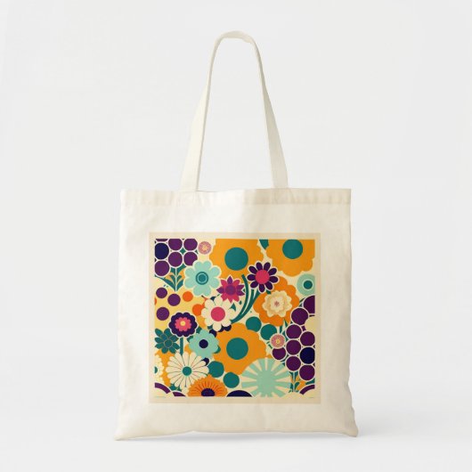 Tote Tasche mit farbigen Blumenmustern (Vorne)