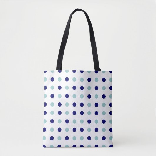Tote Tasche mit hellen und dunklen blauen Punkten (Vorderseite)
