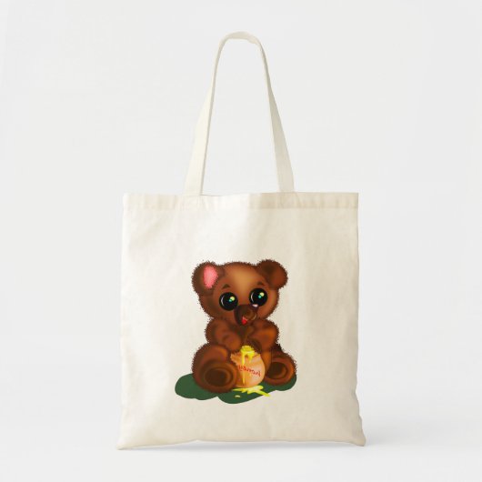 Tote Tasche mit Niedlichem Honigbär - Malerei (Vorne)