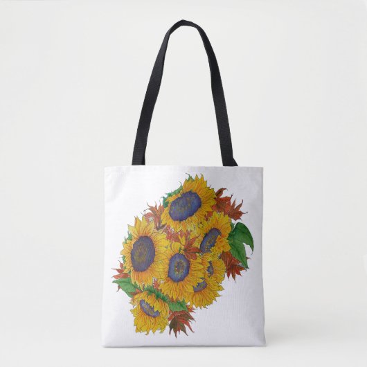 Tote-Tasche mit Sonnenblume gestrichen Tasche (Vorderseite)