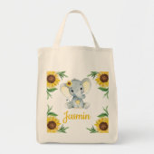 Tote Tasche mit Sonnenblume, Name Elephant (Vorne)