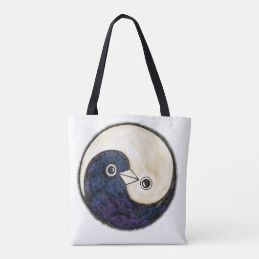 Tote Tasche mit Yin Yang Tauben Design (Rückseite)