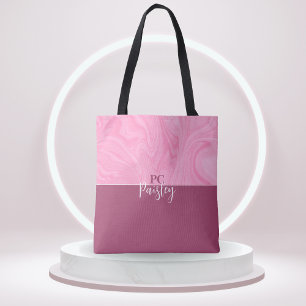 Tote-Tasche - Monogramm Rosa Marmor Zweiton Tasche