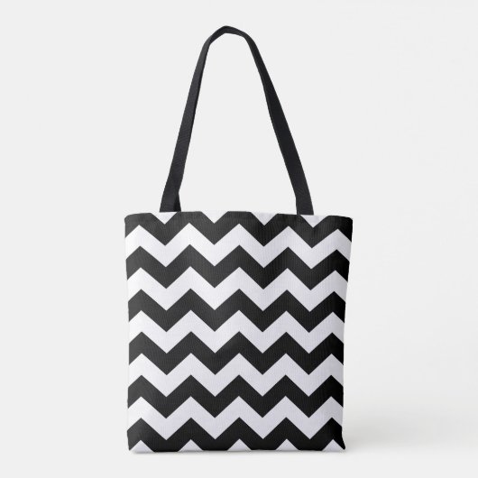 Tote Tasche - Schwarz & Weiß Zigzag (Rückseite)