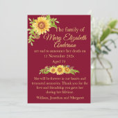 Tote und Beerdigung Ankündigung Burgund (Stehend Vorderseite)