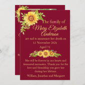 Tote und Beerdigung Ankündigung Burgund (Vorne/Hinten)