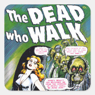 Tote zu Fuß - Vintager Zombie-Horror Quadratischer Aufkleber