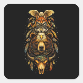 Totem Aufsteigend Quadratischer Aufkleber