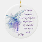 Totem der Libelle Tierführer Wasserfarben Art Keramik Ornament (Hinten)