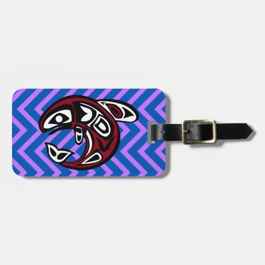 Totem der Stämme Tattoo Nordwestküste Alaskan Orca Gepäckanhänger (Vorderseite horizontal)