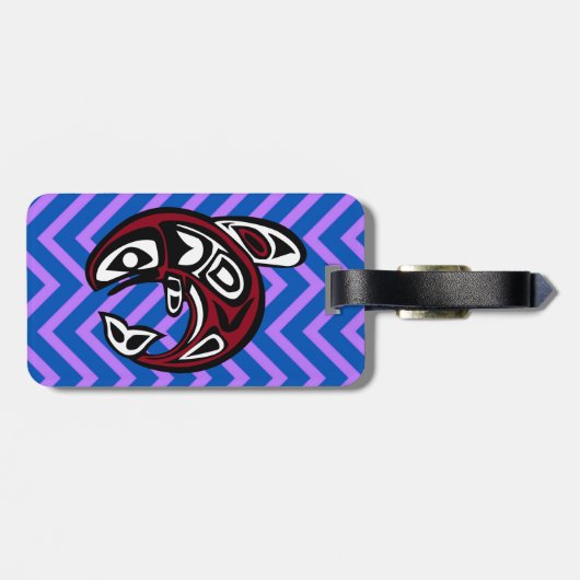 Totem der Stämme Tattoo Nordwestküste Alaskan Orca Gepäckanhänger (Rückseite horizontal)