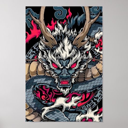Totem des chinesischen Drachen, Tätowierkunst Poster (Vorne)