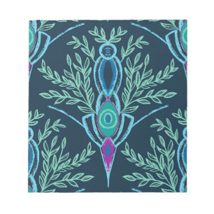 Totem-Design der Blätter in dunkelblau Notizblock
