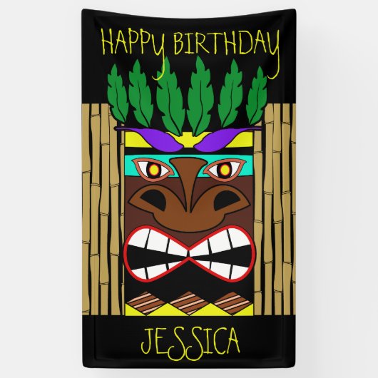 Totem Luau Happy Birthday Banner (Vertikal)