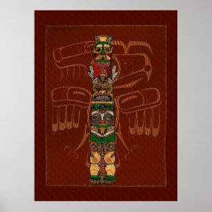 Totem Native American Folk Art Poster