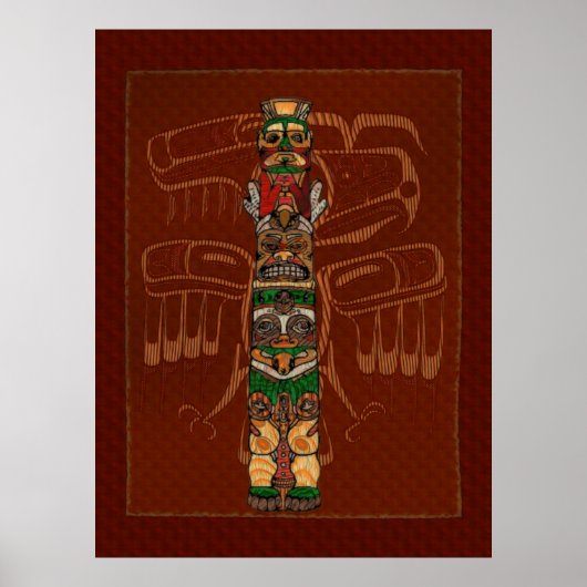 Totem Native American Folk Art Poster (Vorne)