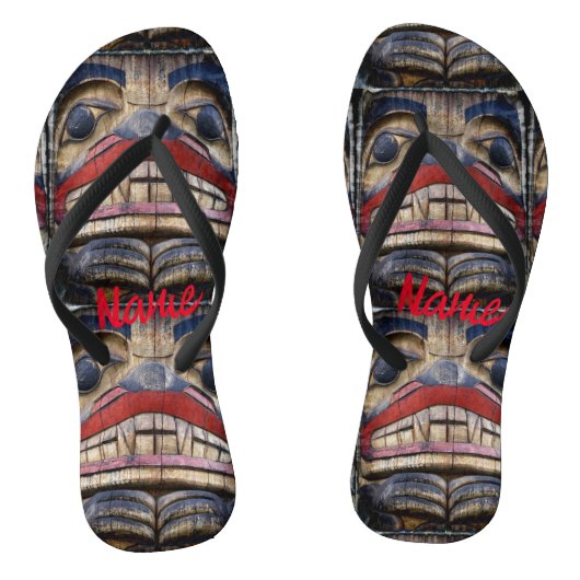 Totem Pole Face Thunder_Cove Badesandalen (Fußbett)