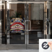 Totem Pole Face Thunder_Cove Fensteraufkleber (Büro Tür)
