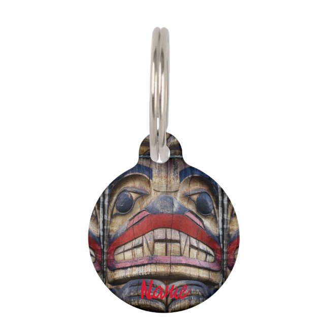 Totem Pole Face Thunder_Cove Haustiermarke (Vorderseite)