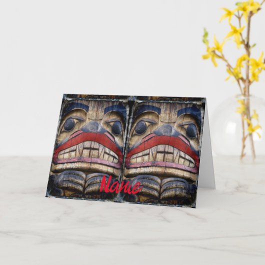 Totem Pole Face Thunder_Cove Karte (Gelbe Blume)