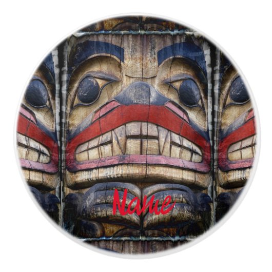 Totem Pole Face Thunder_Cove Keramikknauf (Vorderseite)