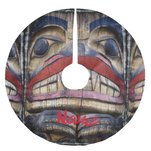 Totem Pole Face Thunder_Cove Polyester Weihnachtsbaumdecke (Vorderseite)