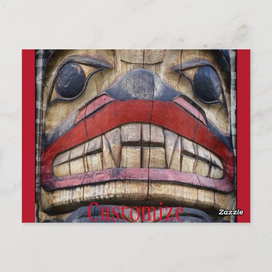 Totem Pole Face Thunder_Cove Postkarte (Rückseite)