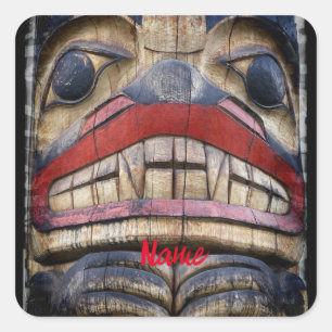 Totem Pole Face Thunder_Cove Quadratischer Aufkleber