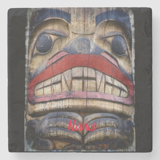 Totem Pole Face Thunder_Cove Steinuntersetzer (Vorderseite)