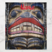 Totem Pole Face Thunder_Cove Weinetikett (Einzelnes Label)