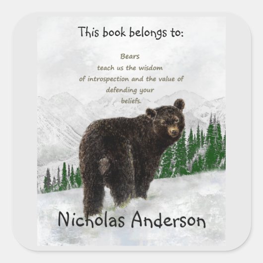 Totem-Tier-Geist-Buchzeichen Quadratischer Aufkleber (Vorderseite)