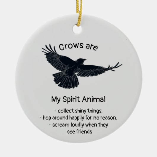 Totem von Fuchs Crows Bird Spirit Animal Spaß Keramik Ornament (Vorne)