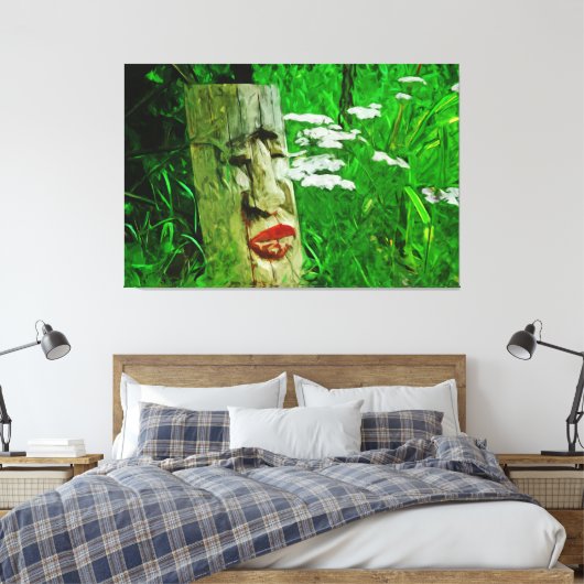 Totem von rotem Lippenstift unter den Wildblumen Leinwanddruck (Insitu (Schlafzimmer))