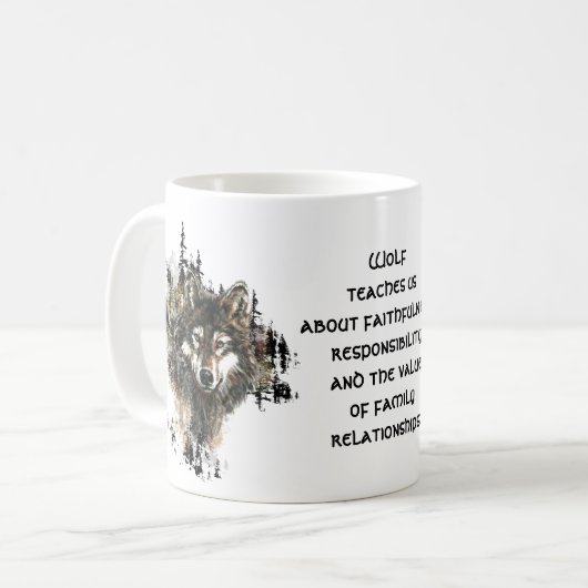 Totem Wolf, Tierführer Inspirationsgrauer Wolf Kaffeetasse (Vorderseite Links)