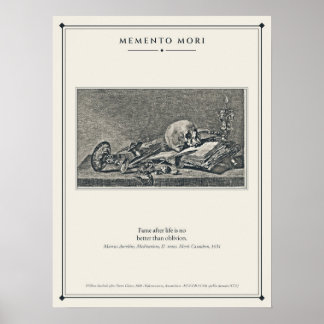 Totembuch und Öllampe Vanitas-Radierung Poster