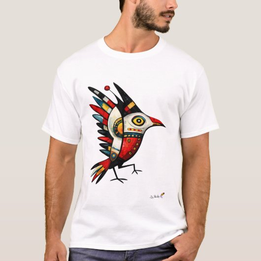 Totemic Bird – Abstract Tribal Symbol T-Shirt (Vorderseite)