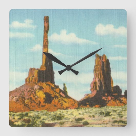 Totempfahl Quadratische Wanduhr (Vorderseite)