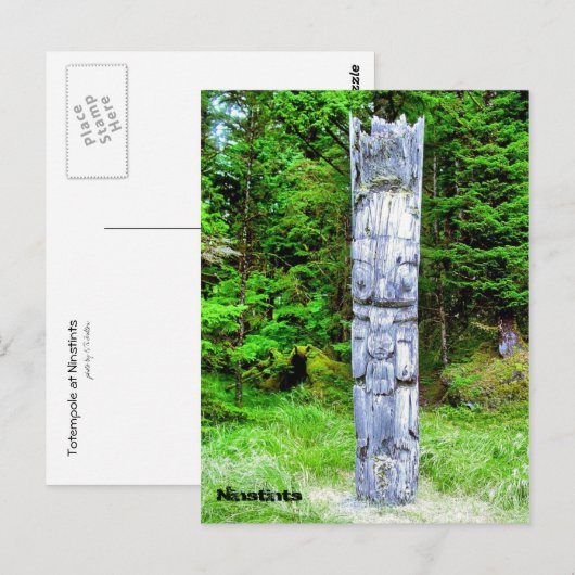 Totempol bei Ninstints Postkarte (Vorne/Hinten)