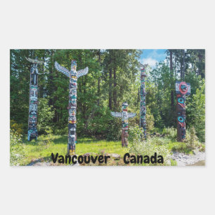 Totems im Stanley Park, Vancouver Canada Rechteckiger Aufkleber