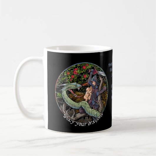 TÖTEN Sie IHRE DRACHEN, mittelalterliche Kunst, Kaffeetasse (Links)