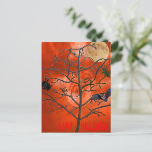 Totenbaum unter einer Orange Beängstigend Sky Post Postkarte (Stehend Vorderseite)