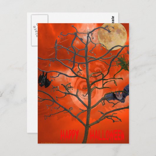 Totenbaum unter einer Orange Beängstigend Sky Post Postkarte (Vorne/Hinten)