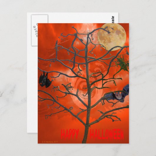 Totenbaum unter einer Orange Beängstigend Sky Post Postkarte (Vorne/Hinten)